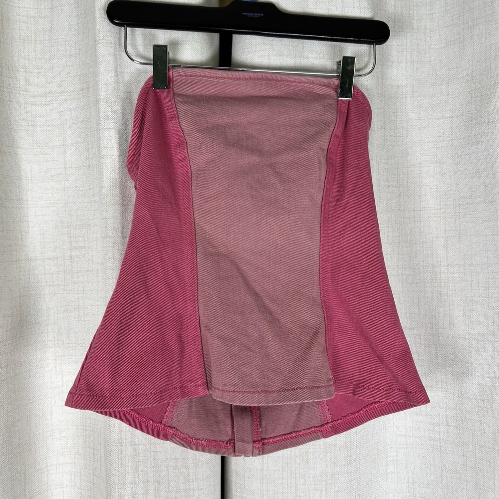 NEW! Nasty Gal Twill Colourblock‎ Bandeau Corset Tube Top Pink 6 Barbiecore